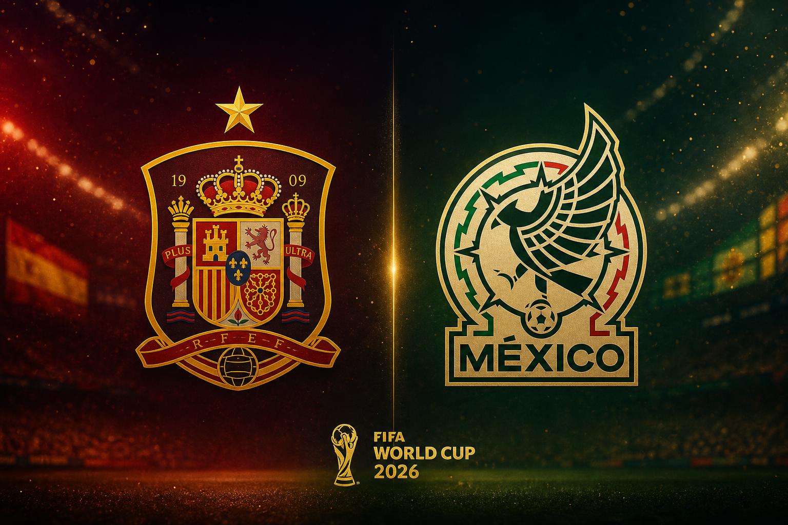Estadio del Mundial 2026 iluminado de noche